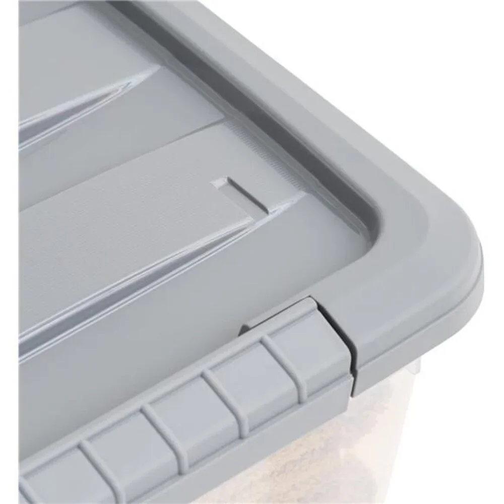 Plastic Storage Containers with Secure Latching Lids, Stackable
